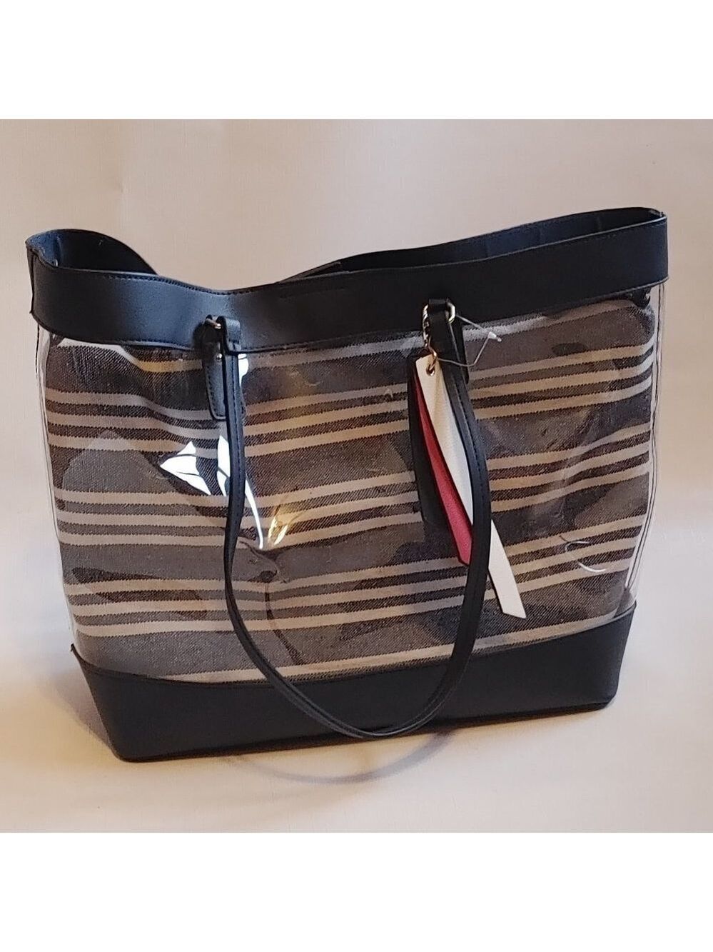 BEACH BAG PVC and Nautical Stripe BNWOT Stadium Approved